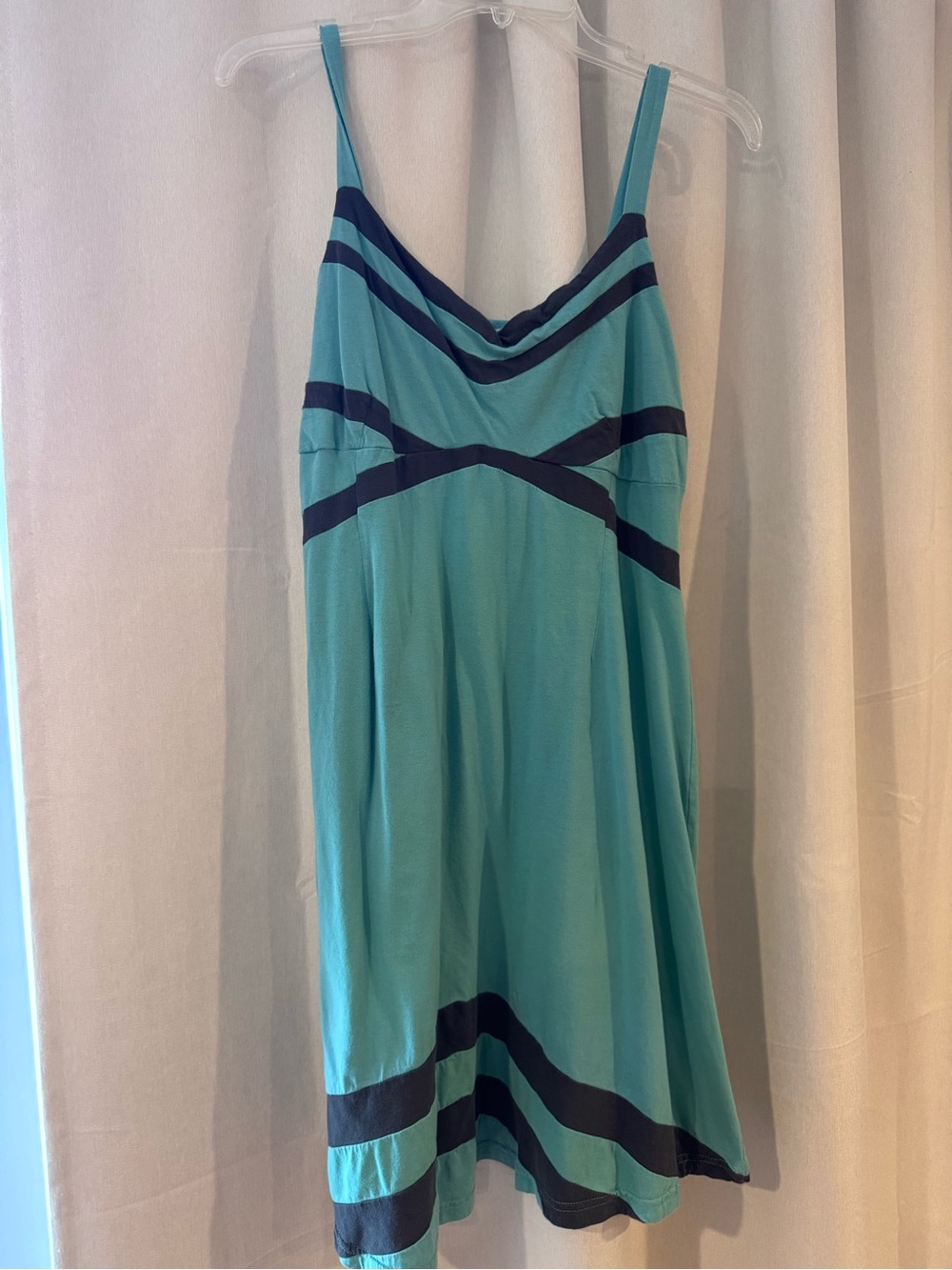 Teal Sundress with Navy Stripe Accents